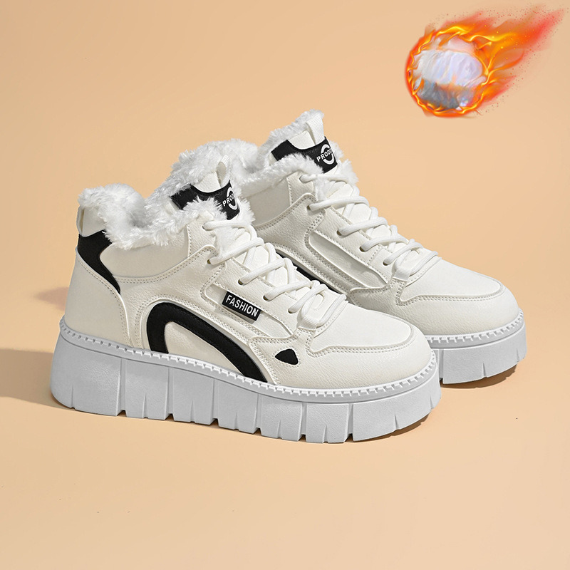 2025 Winter Velvet High Top White Designer s New Thick Bottom Height Increase Anti Slip Sports Board Casual Outdoor Women s Cotton Shoes Short Boots