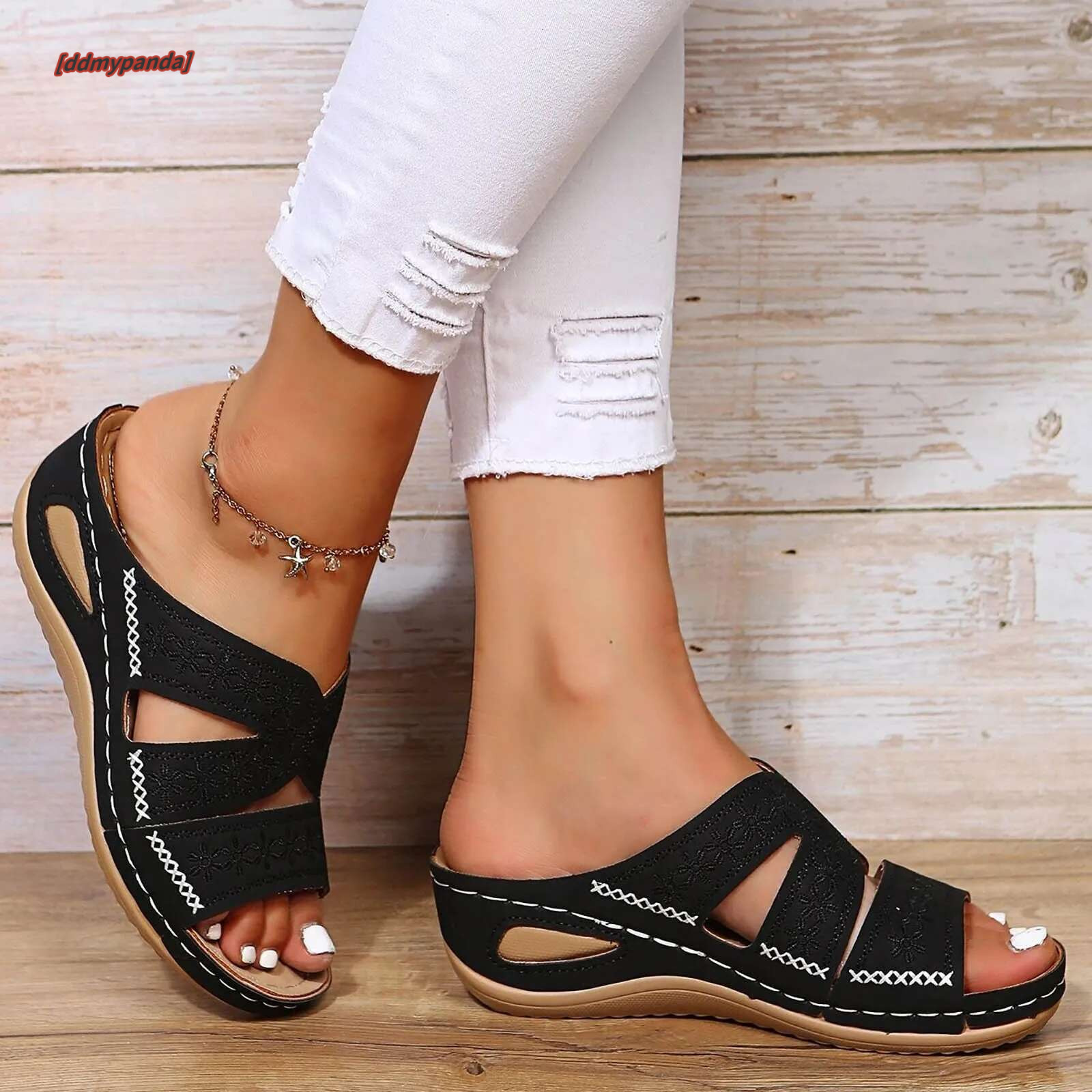 Women Clip Beach Flip ps Female Student Korean Fashion Wear Summer Flat Sandals Wedges Open Toe Breathable Shoes #ddmypanda