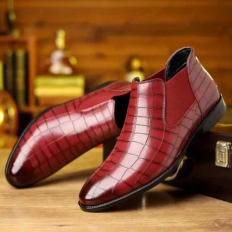 Mens Chelsea Boots Luxury Pointed-toe Ankle Boots Men Trendy High Quality Leather Shoes Business Dress Boots Big Size Men Shoes Z250303