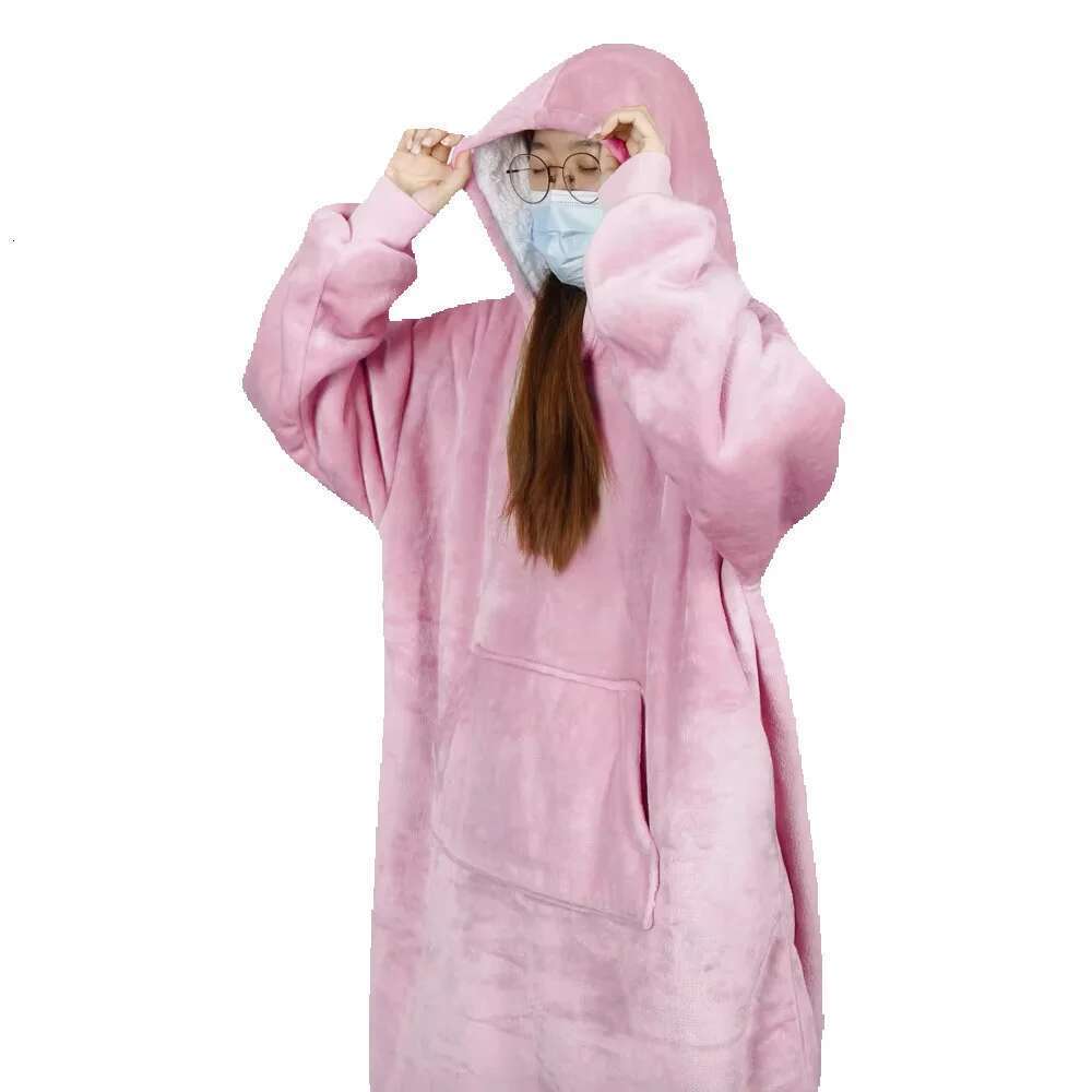 Cheap Low Moq Wearable Sweatshirt Blanket Oversize Fleece Sherpa Hoodie Modern Solid For Home Woven 100% Polyester Men Women
