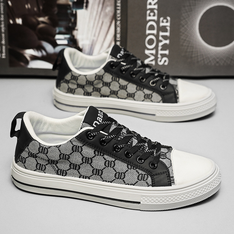 2025 Spring Summer new Men's Fashion Breathable Canvas Sneakers Low Top Lace-Up Casual Shoes for Couples Trendy Comfortable