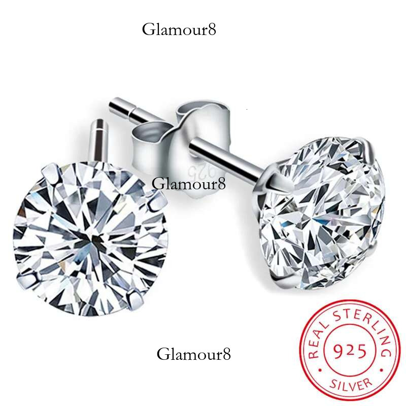 Classic Moissanite Stud Earrings, S Sier D Color Brilliant Round Cut Lab Created Dia Wedding Engagement Earrings MSE004