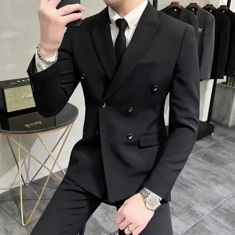 Full Mens Suits and Blazers Double Breasted Casual Business Pants Ceremony Trends 2 Piece Outfit Set Male Costumes Fashion 250224