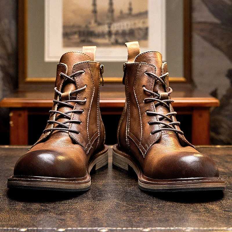 mens leather boots luxurious handmade high-quality British style comfortable ankle black business social shoes mens size 44 Z250303