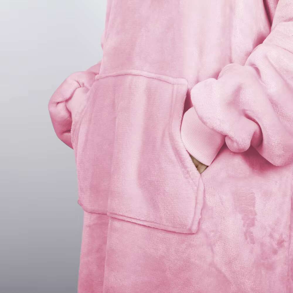 Cheap Low Moq Wearable Sweatshirt Blanket Oversize Fleece Sherpa Hoodie Modern Solid For Home Woven 100% Polyester Men Women