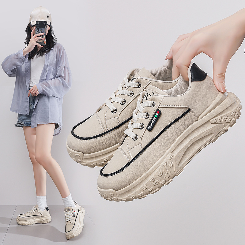 2025 Spring And Summer Women's Designer New Breathable White Shoes Fashionable Multi Functional Thick Soled Sports And Leisure Board Shoes Soft S