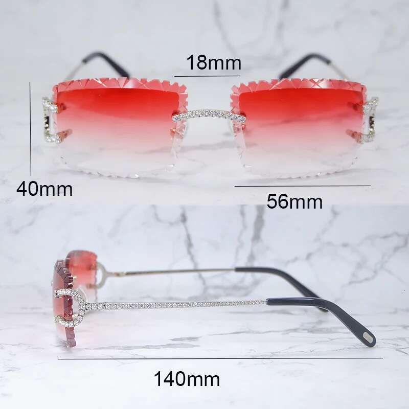 Full Moissanite Sunglasses Shark Dia Cut Wire C Designer Carter Sun Glasses Vintage Mens Decoration Eyewear Frame 828