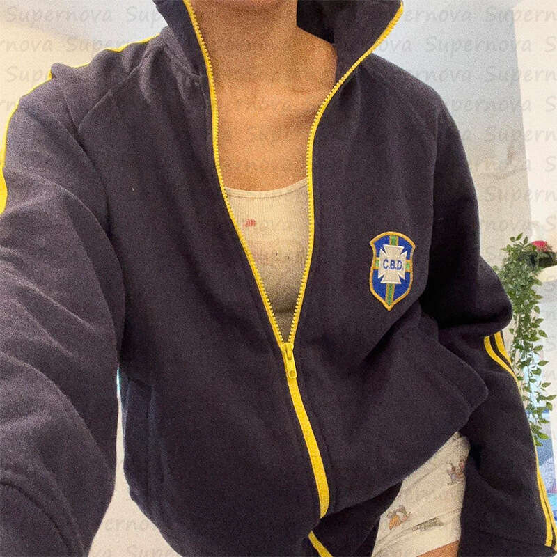 new Brazilian aesthetic couple cardigan long sleeved sweatshirt commuting letter embroidered jacket
