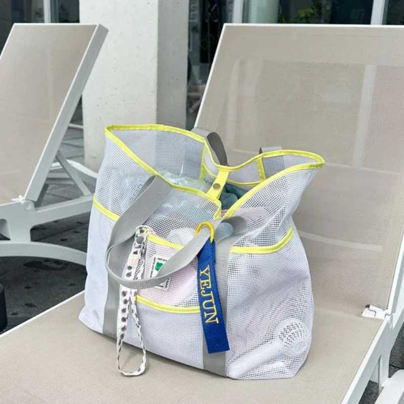 New Arrival ((68) Ins Large Capacity Beach Bag Fitness Swimming Storage Bag Outdoor Portable Toy Storage Mesh Bag Leisure Shoulder Bag T250303
