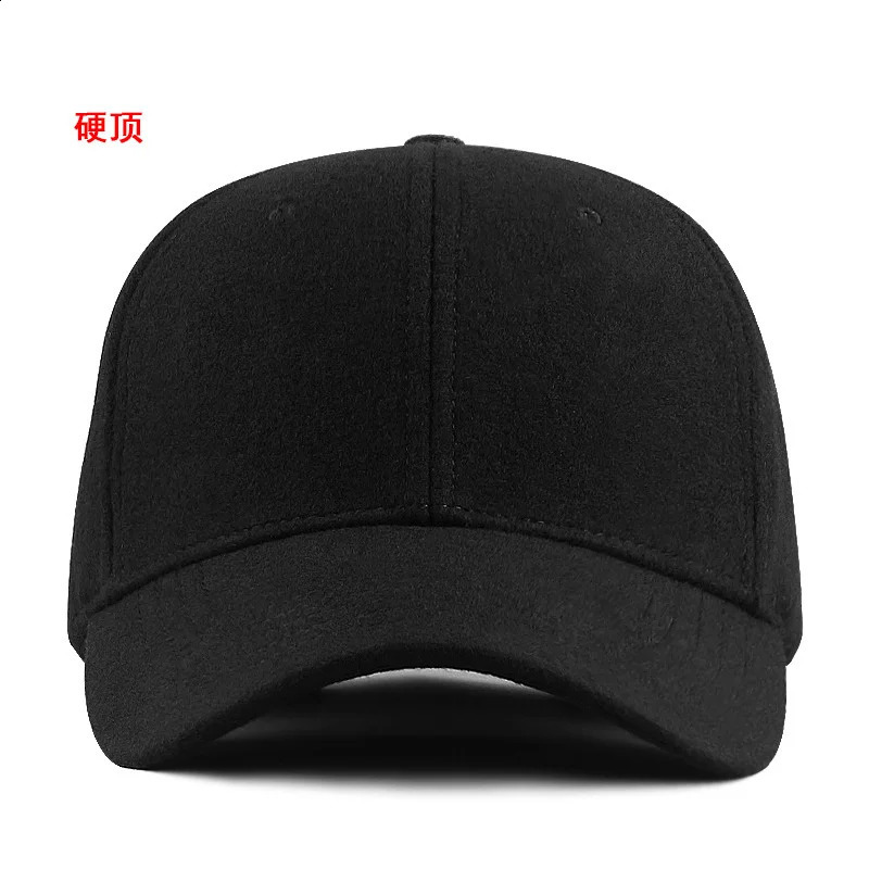 Mens winter large-sized felt baseball cap big head mens wool lined sports cap oversized wool buckle cap 56-60cm 61-65cm 250228