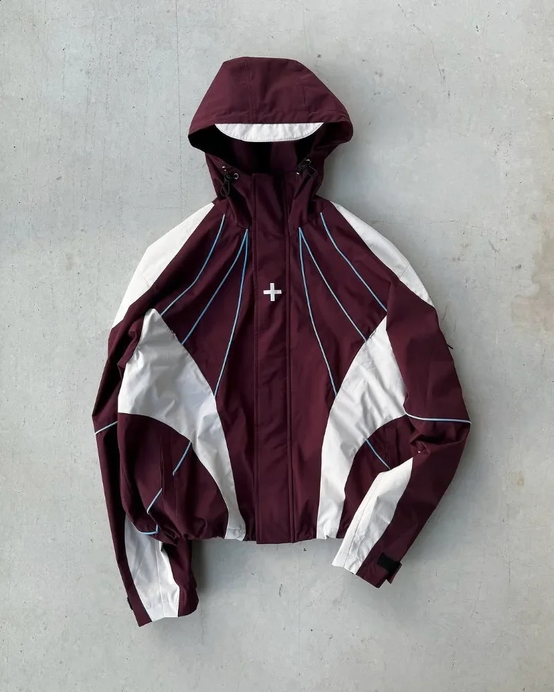 Harajuku High Street Trendy Fashion Striped Loose Jacket for Men Y2k Personalized Splicing Version Casual Zipper Hoodie for Women 250225