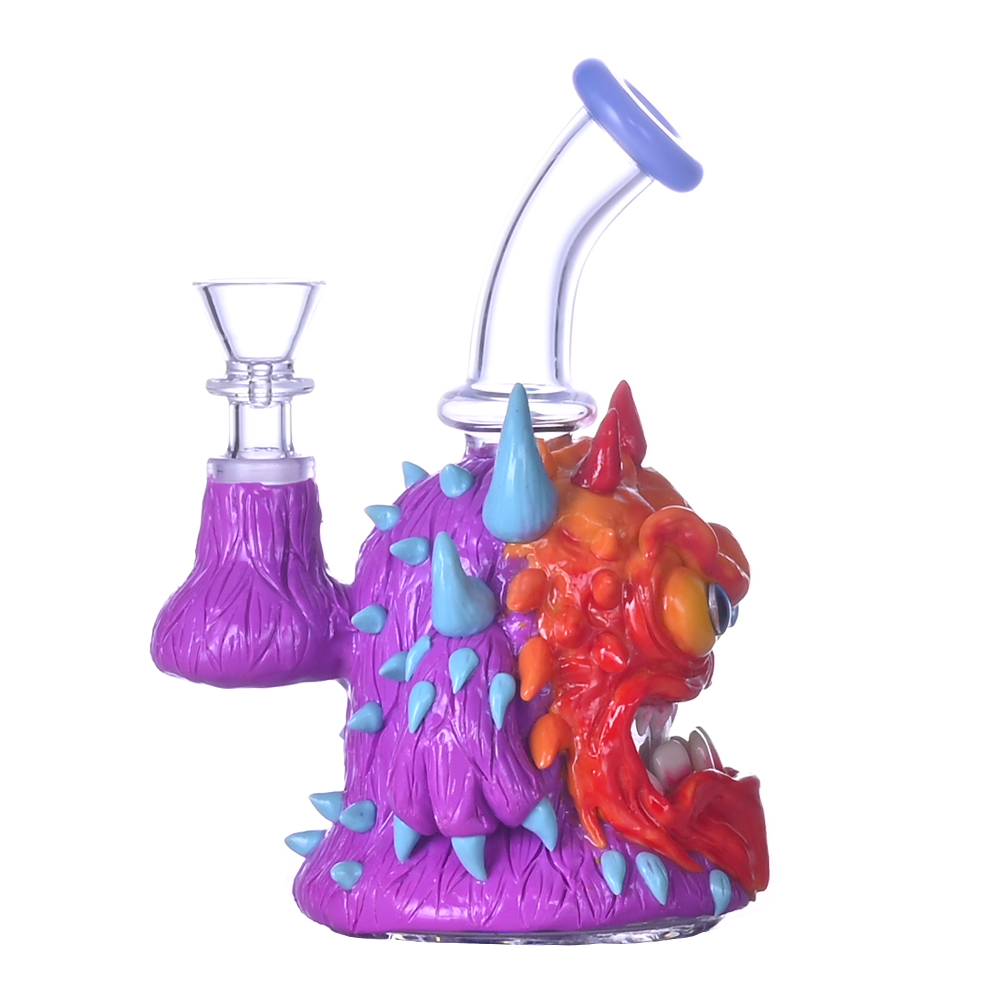 Glass Bong With Cute Monster,Monster Bong,Borosilicate Glass Water Pipe,Glass Hookah,Hand Painted,Home Decorations,HippiesGlass,6.2in