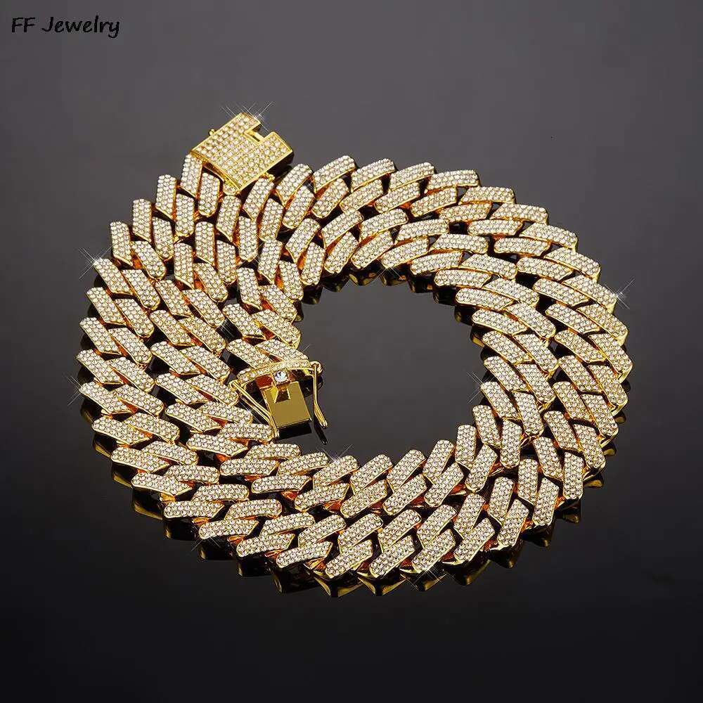 20mm Cuban Moissanite k chain Men's ice out choker collar tip set cubic zirconia big heavy chunky Hip Hop men's jewelry