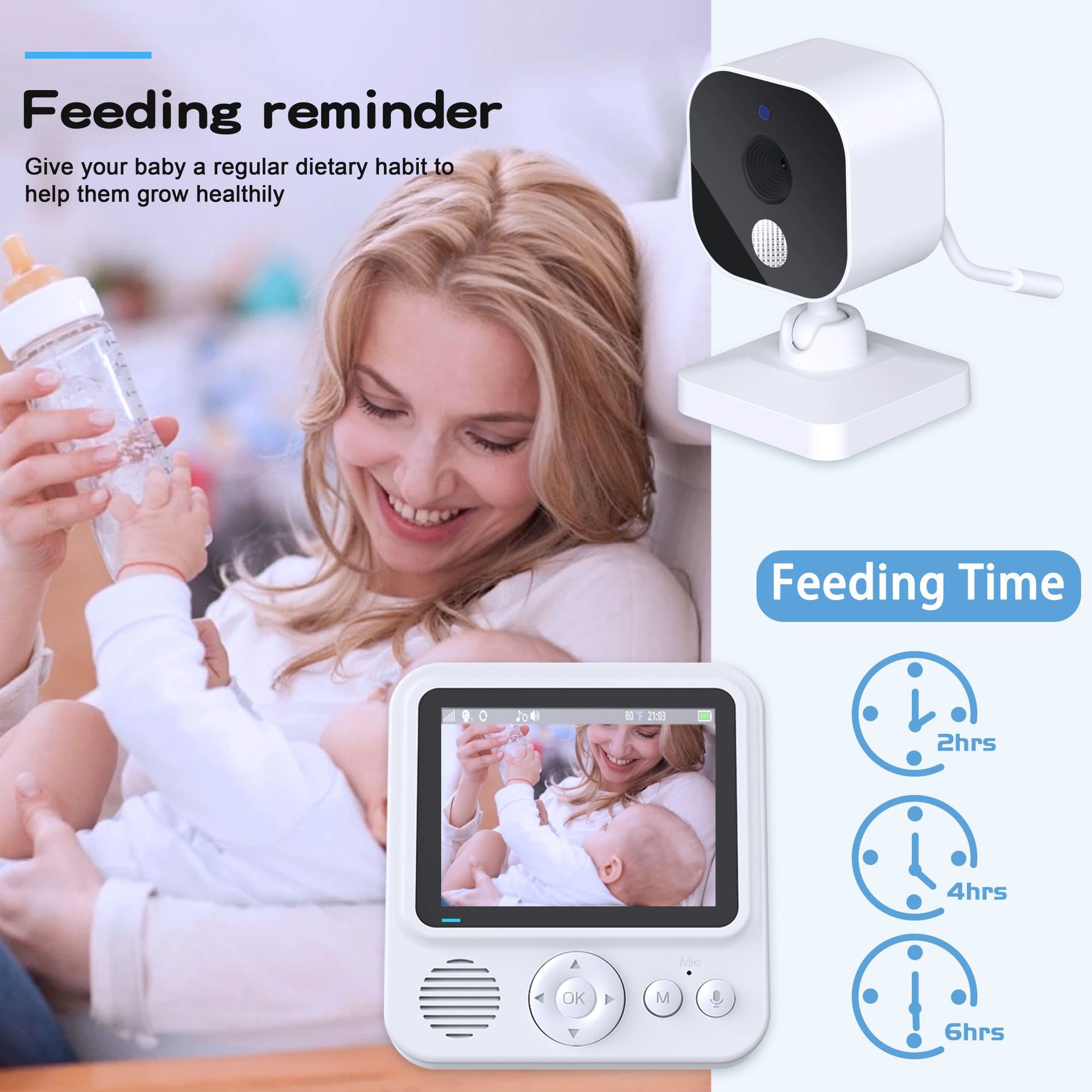 Two point eight inches display screen baby monitor 720P baby caregiver baby monitor two-way voice intercom