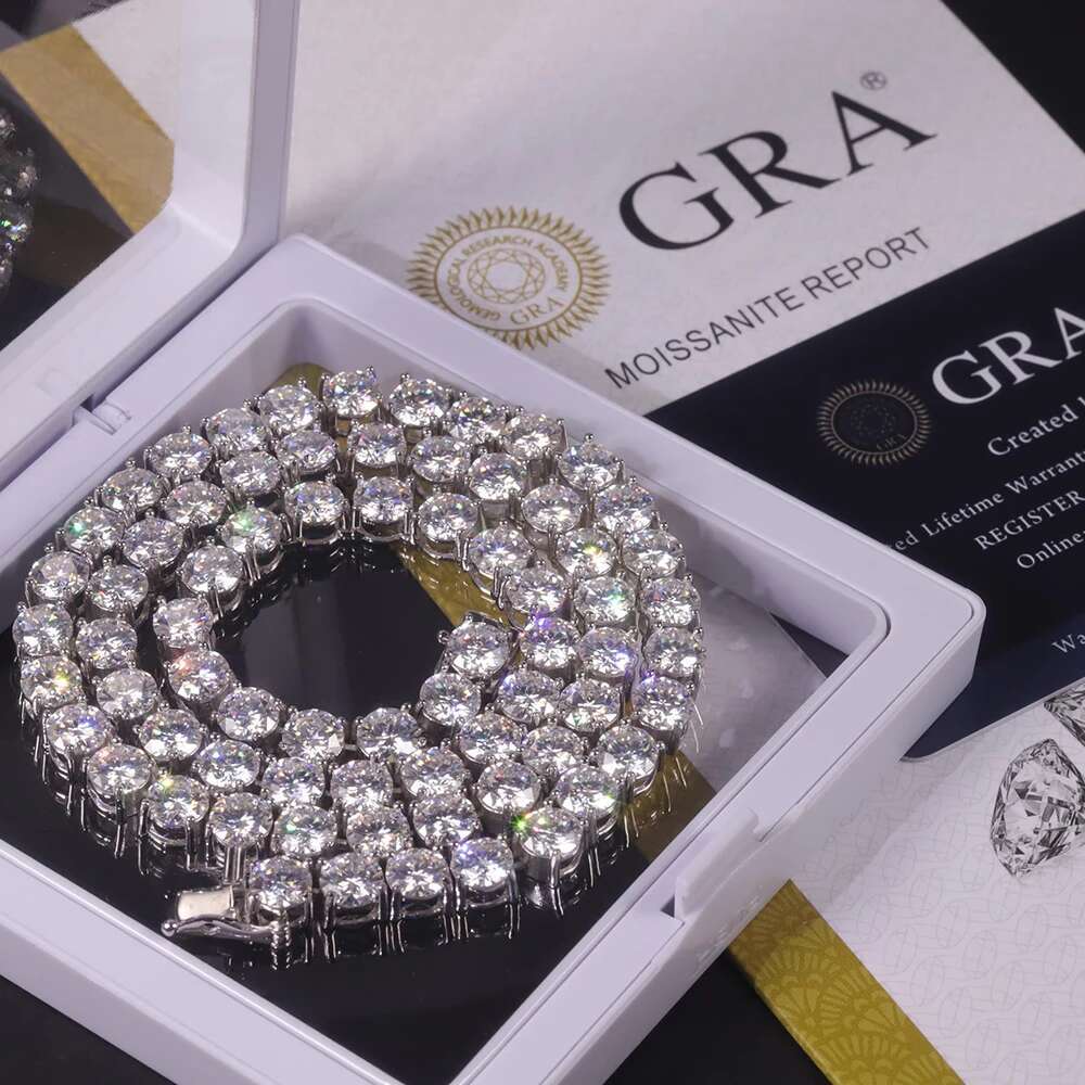 2.5-6.5mm Real Moissanite Tennis Necklace For Women Men D Color Lab Dia S Sier Neck Chain Jewelry With GRA Certificate