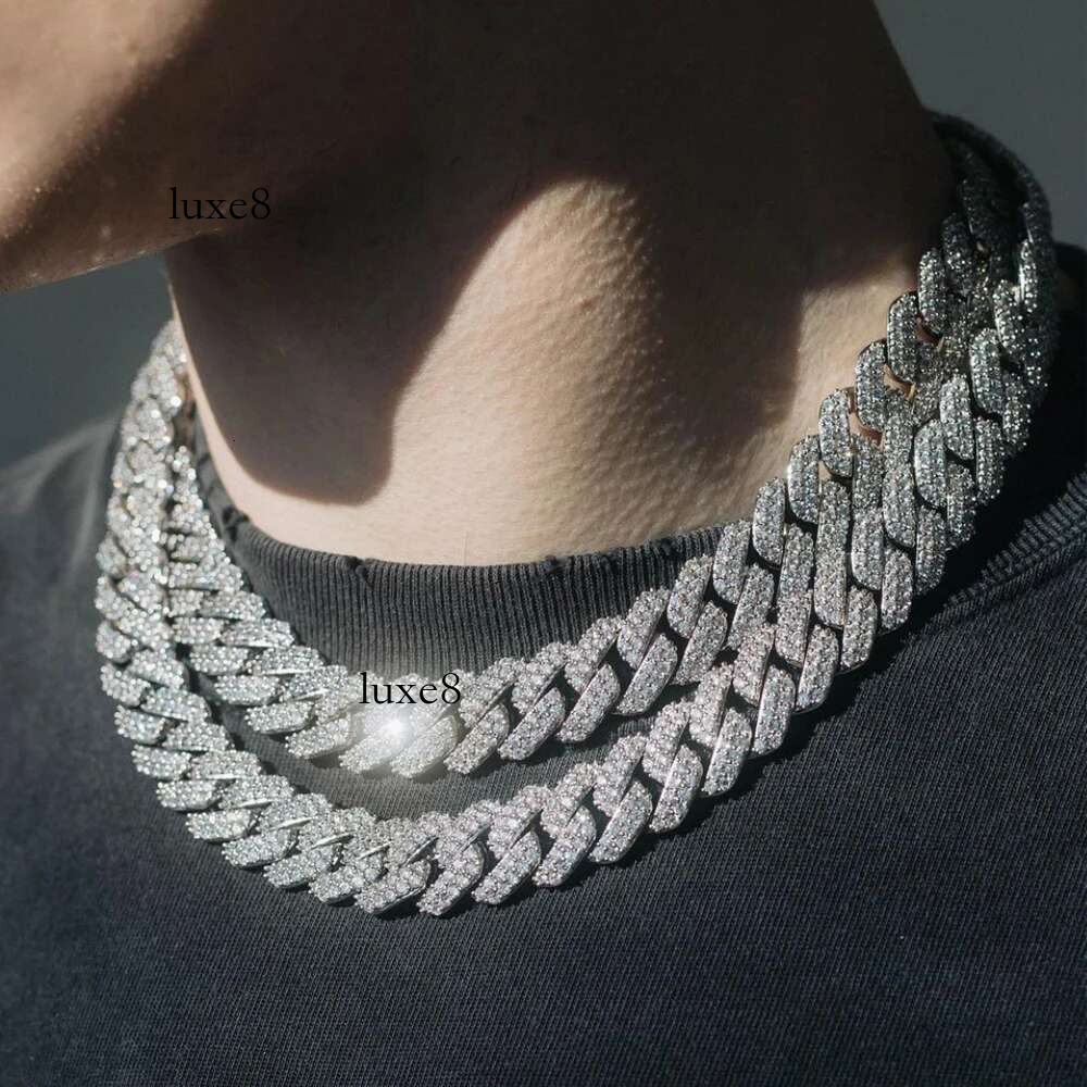 Hiphop Iced Out 2 Row Rhies k Men's Bg AAA Micro Prong Cuban Chain Choker Necklace Gift Jewelry