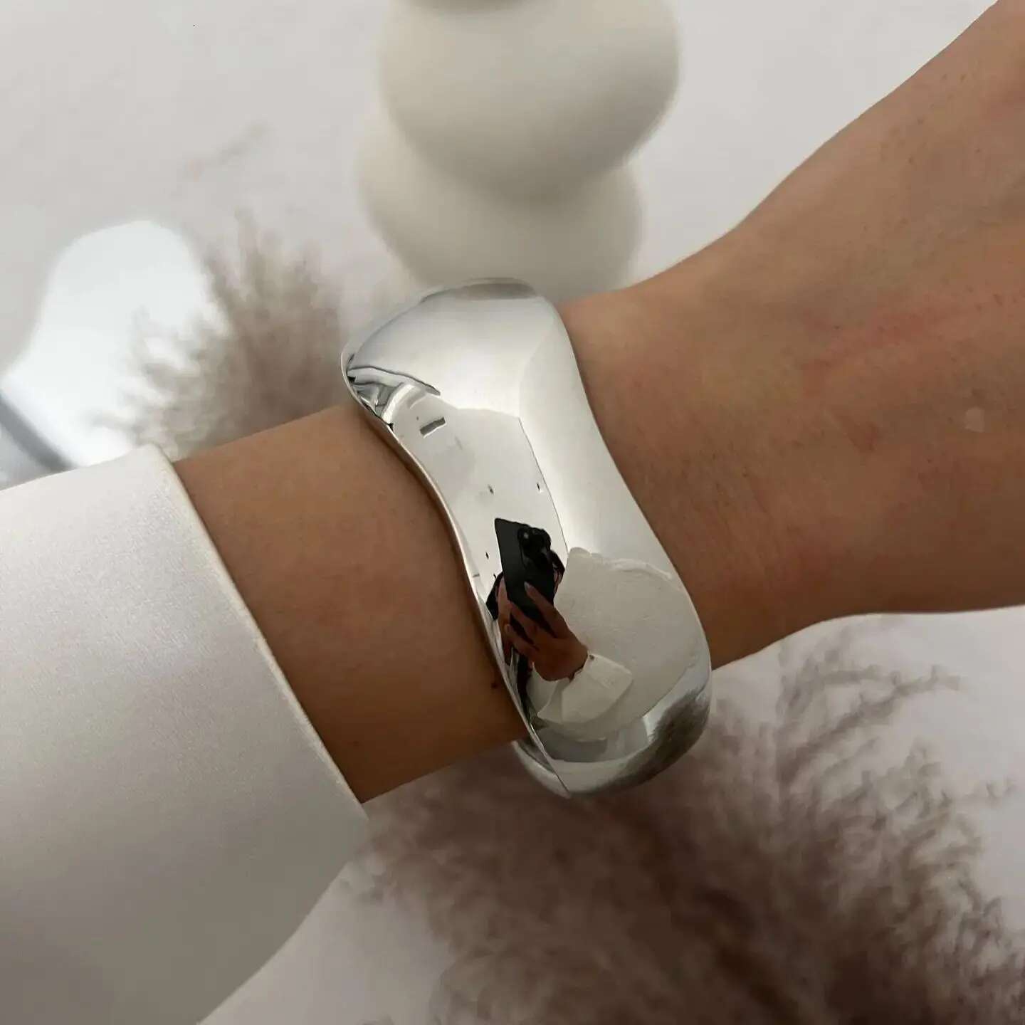 Vintage Wide Cuff Hip Hop Punk Gold Sier Color Geometric Metal Spring Bangles For Women Bracelets Men Jewelry