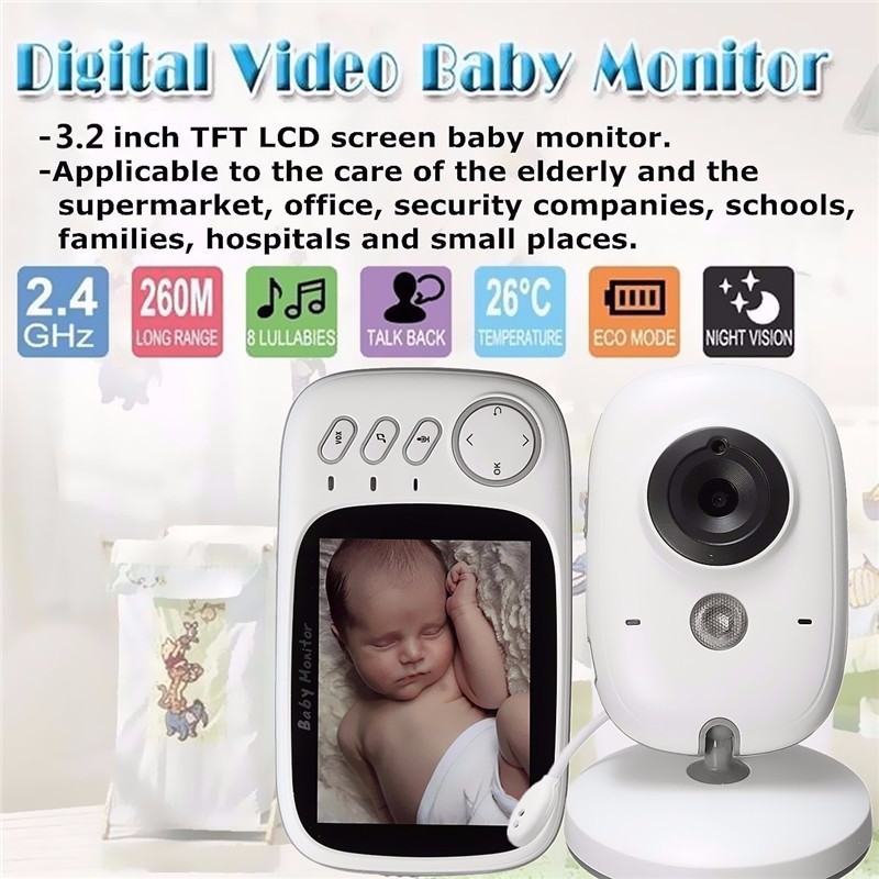 baby monitor baby caregiver baby monitor two way voice intercom and a 3 2 inch screen for easy monitoring