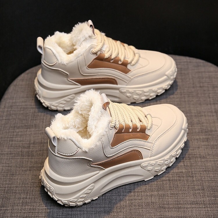 Velvet White Shoes 2025 Designer s New Winter Sports And Leisure High Top High Rise Thick Velvet Women's Outdoor Sports And Leisure Warm Shoes