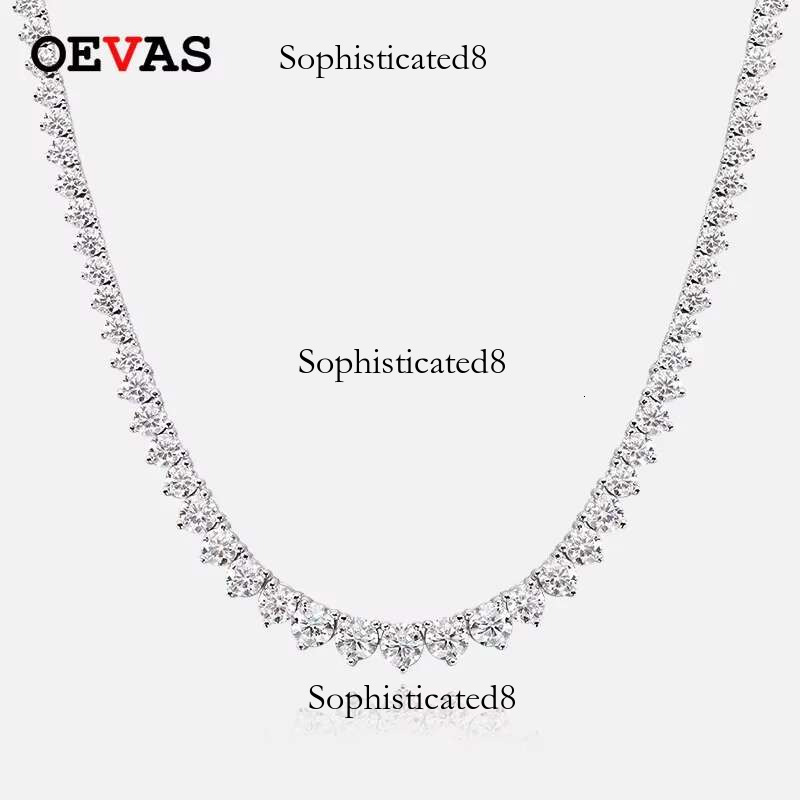 OEVAS 100% Sterg Sier Three-claw D Color Gradient Full Moissanite for Women Tennis Chain Necklace Fine Jewelry