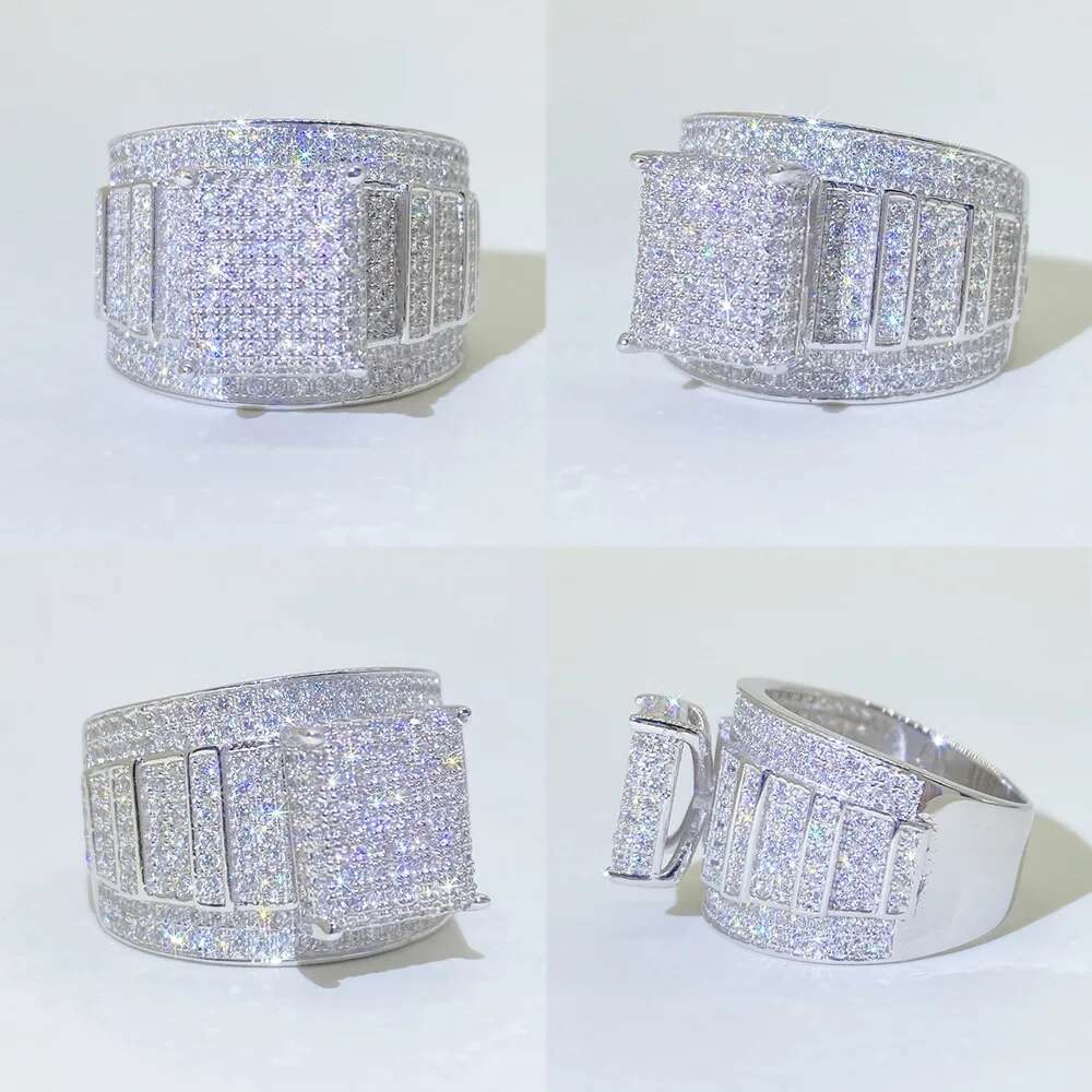 SierMax Hip Hop Full Moissanite Dia for Best Gift s Sterg Sier Jewelry Rings For Men Free Shipping