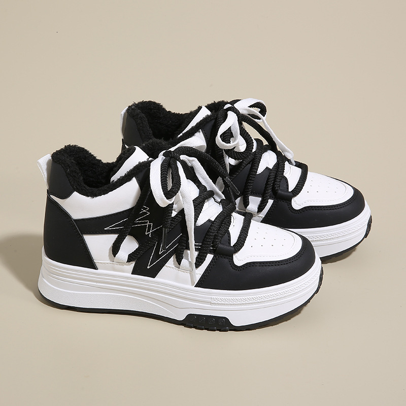 Designer s New Velvet High Top Fashionable Warm Patchwork Color Multifunctional Thick Sole With Velvet Sports Fashion Women s Shoes