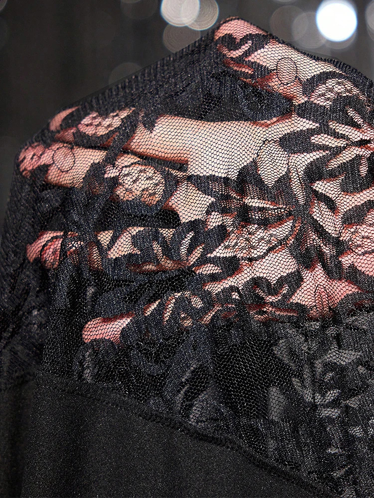 Nightclub Mens Leather T Shirts Sexy Florals Embroidery Mesh Short Sleeve T-shirt Men Spring Summer Trendy Patchwork O Neck Tee 250224