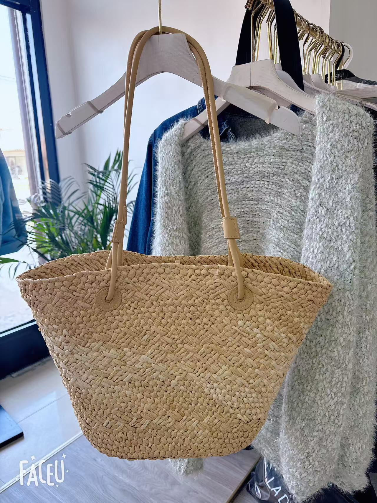 French handbag for women in summer 2025, new capacity beach and seaside vacation straw woven hand-held shoulder bag, large bag #swissmilitary
