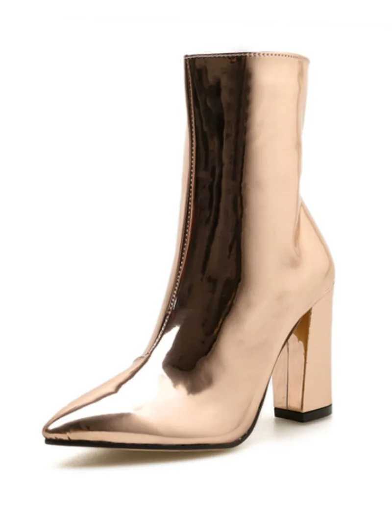 New 2024 Womens Boots with Zipper Luxury Designer Silver High Heels Leather Womens Pointy Autumn Rubber Ankle Fashion Roman Cycling Z250303