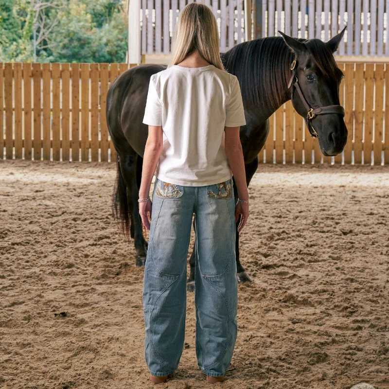 Men's Jeans Fast Draw Denim Pants Vintage Western Cowboy Embroidery Men Women Baggy Jeans Harajuku Streetwear Classic Casual Unisex Trousers J250