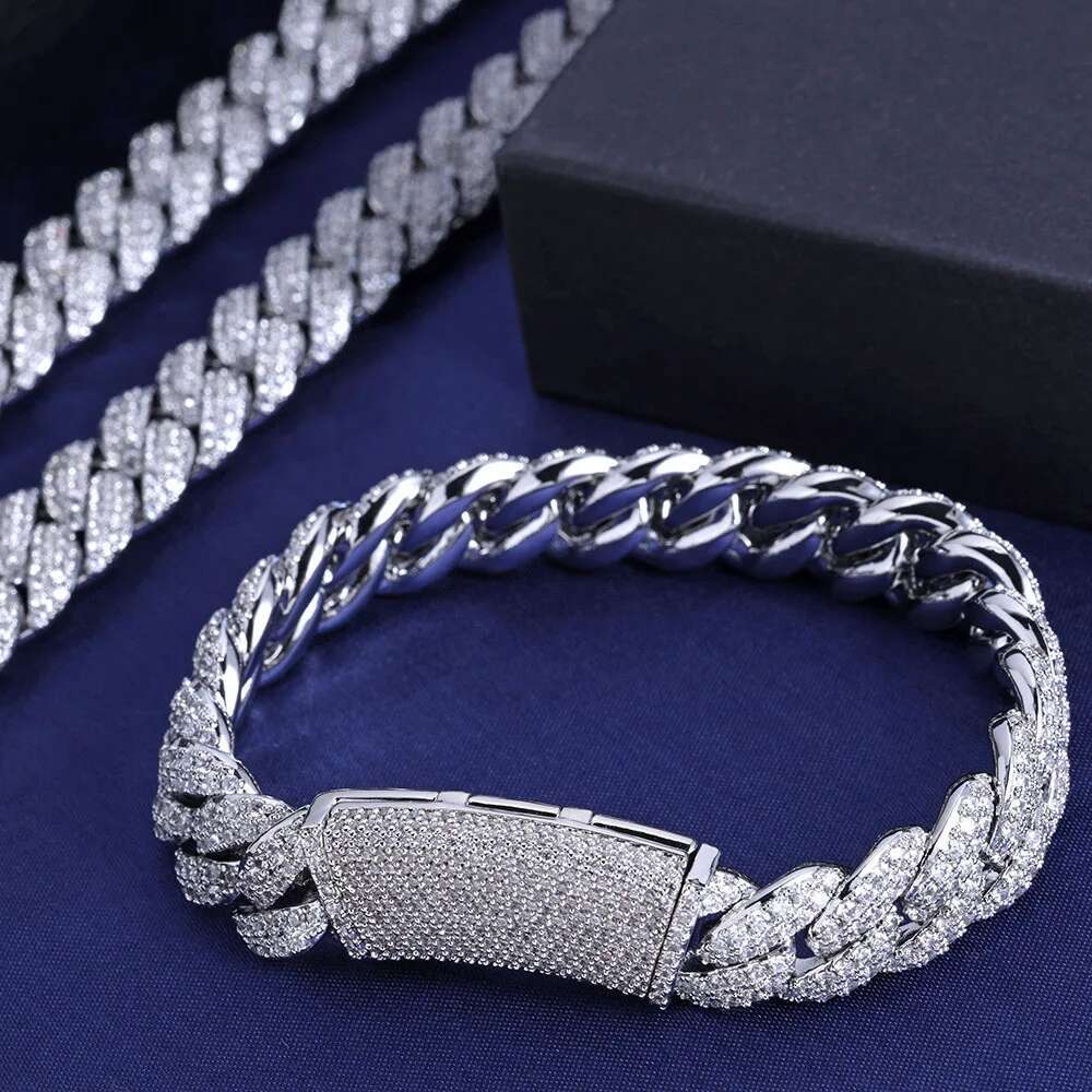 13mm k Necklaces Miami Cuban Chain for Man Women Iced Out Shiny Inlaid Zircon Hip Hop Jewelry