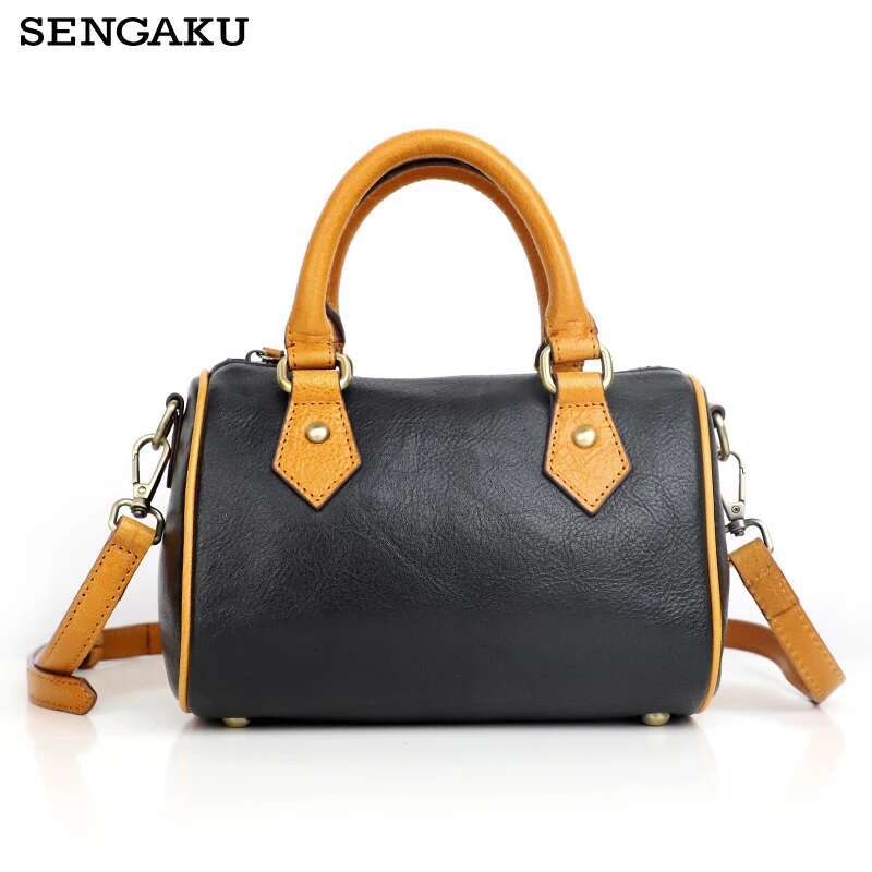 Sacs à bandouliers classiques de Boston pour femmes Crossbody Shopper Fashion et Vintage Geatin Leather dames Femed Mandbags