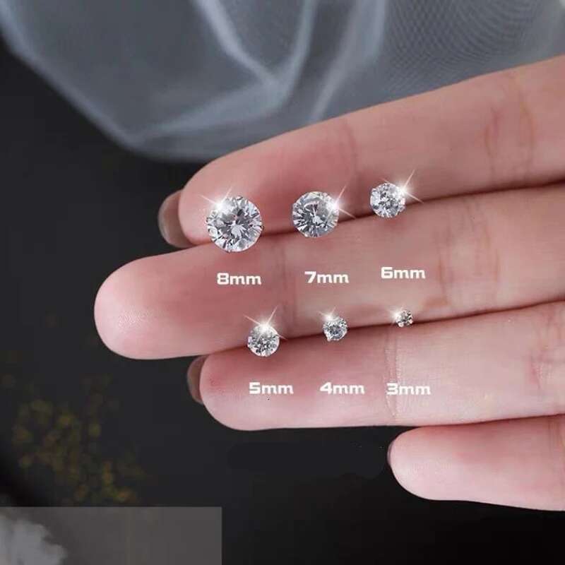 Classic Moissanite Stud Earrings, S Sier D Color Brilliant Round Cut Lab Created Dia Wedding Engagement Earrings MSE004