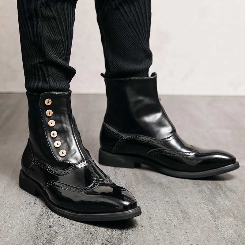 Luxury Chelsea boots genuine leather mens ankle boots high-end slip buckle straps wingtips brown black shoes basic mens boots Z250303