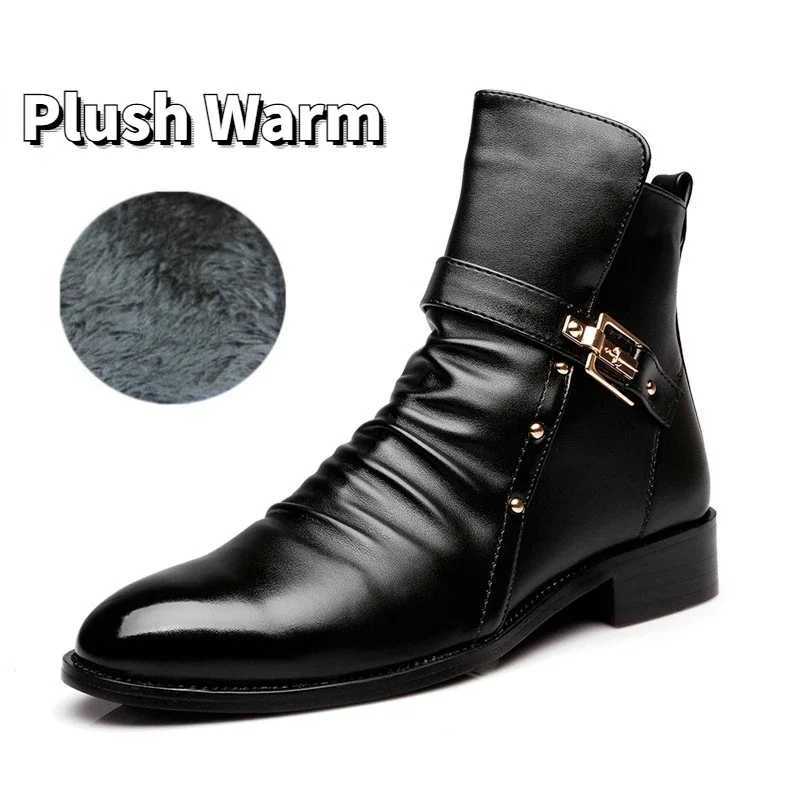 Luxury Mens Chelsea Boots Fashion Pointed Toe Mens Boots High Quality Business Casual Shoes Leather Men Motorcycle Boots Z250303