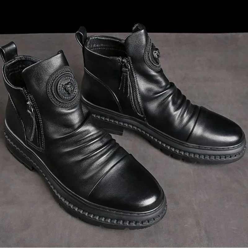 Mens Leather Boots Men Casual Shoes Comfortable Anti Slip Wear-resistant Shock Absorption Walking Male Shoes Boots For Men Z250303