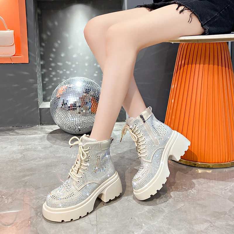 New Fashionable Shining Luxury Womens Boots Plush Platform Womens Ankle Boots Winter Designer Water Diamond Warm Sports Shoes Z250303