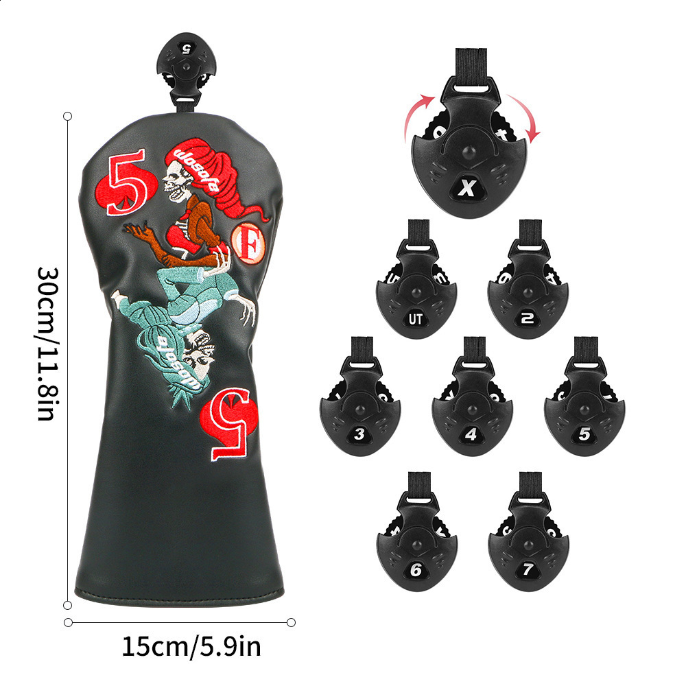 Golf Wooden Club Cover Club Hat Cover Exquisite Skull Playing Card Embroidered Head Protection Cover Selling 241115