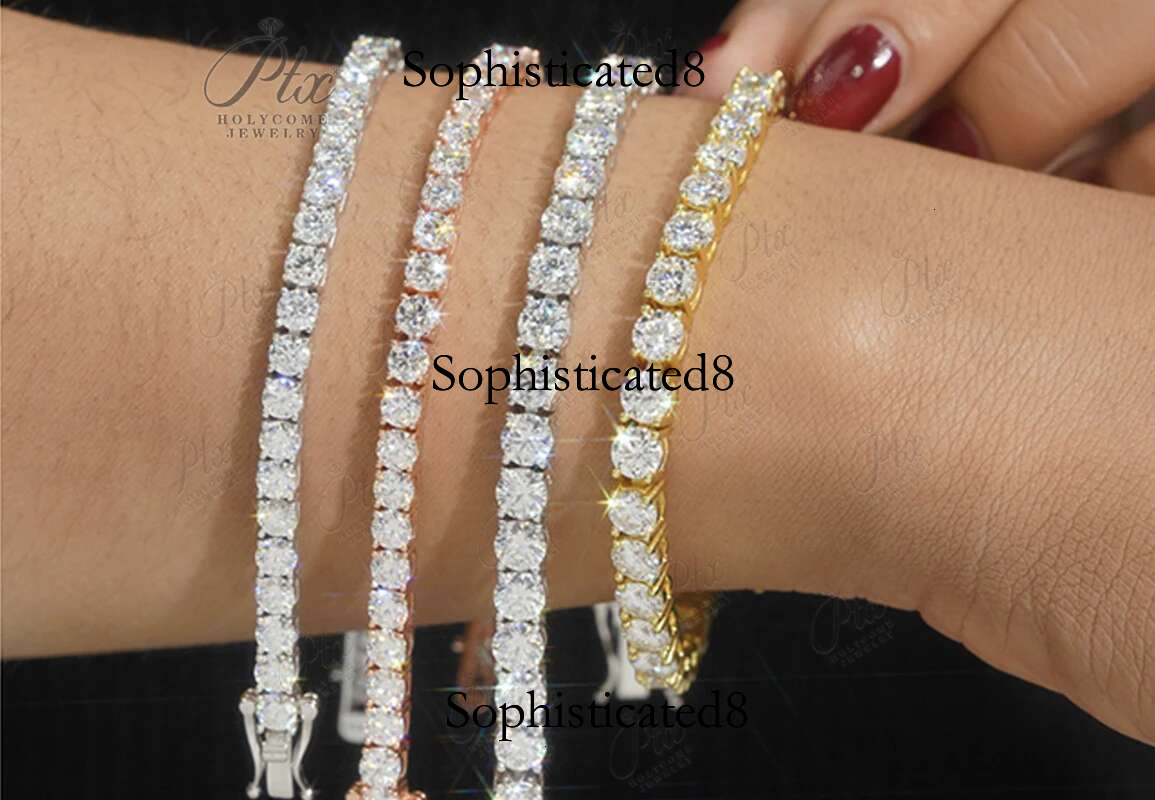 2-6.5mm Tennis Chain Hippop Full Size Sale Necklace For Women Sterg Sier Gold Man's Moissanite Bracelet Fashion