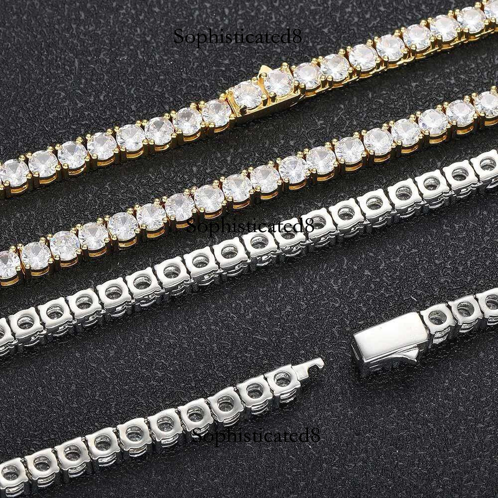 KNOBSPIN D VVS1 Moissanite Tennis for Women Wedding Jewelry with Certificate s Sliver Plated White Gold Necklace
