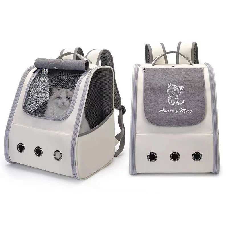 Pet Cat Carrier Backpack Breathable Portable Travel backpack for cat and dog With Anti Breakaway Belt Three-door design AA074 250205