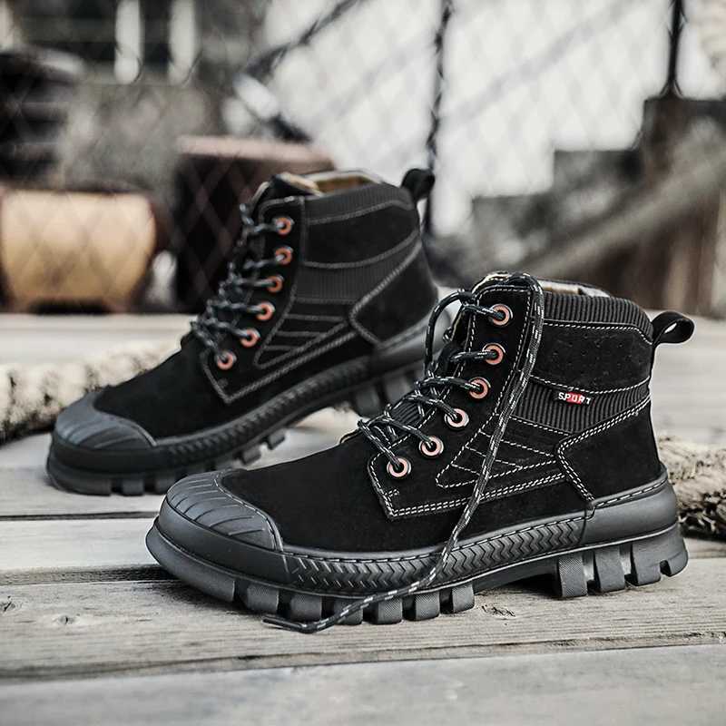 HIKEUP Mens Boots Outdoor Sneakers Breathable Trail Walking Shoes Hiking Sports Tactical Men Shoes Cow Leather Z250303
