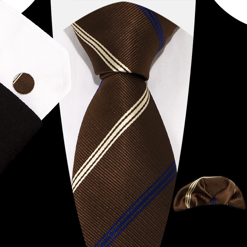 Mens tie pocket towel cufflink set striped tie 8cm hand tie square scarf workplace 230216