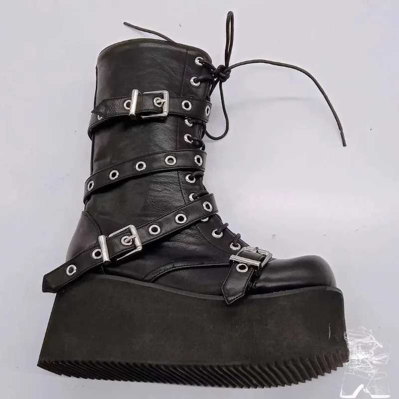 Womens High Boots 2024 New Comfortable Platform Boots European and American Side Zipper Boot New Fashion Punk Motorcycle Boots Z250303