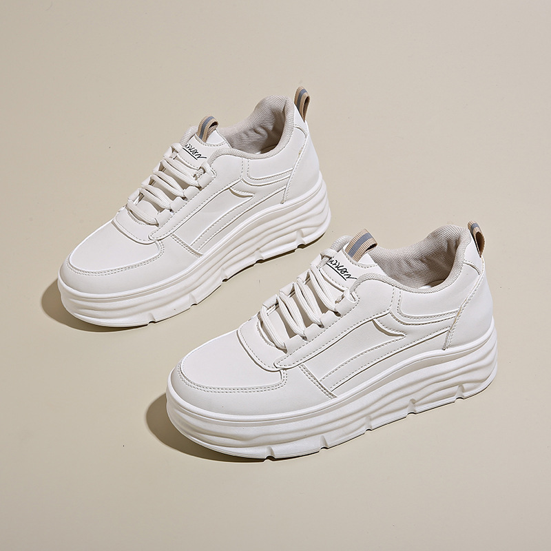 2025 Designer s New Leather Women s White Shoes With Thick Sole And Increased Height Fashionable And Casual Multifunctional And Versatile Board Shoes