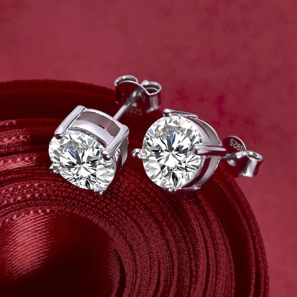 DOTEFFIL 2 Carat 8.0mm D Color Moissanite Stud Earrings For Women Top Quality 100% Sterg Sier Sparkg Wedding Jewelry