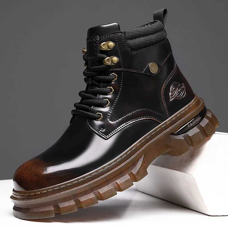 British leather platform mens boots fashion casual luxury work shoes mens autumn winter new designer foot mens boots Z250303