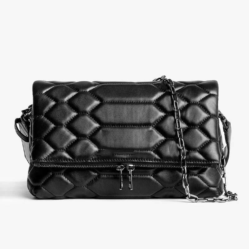 New Women Retro Crossbody Design Black Embroidered Ladies Shoulder Large Capacity Fashion Chain Envelope Bag
