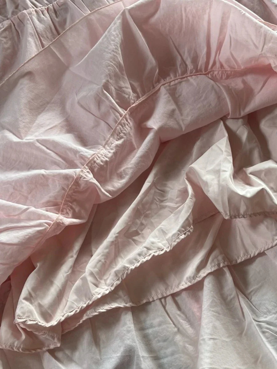 Women Floral Embroidery Pink Dress 2024 Summer Cotton Sleeveless Buttons Laceup Short Dresses Sweet Preppy Ruffles 250227