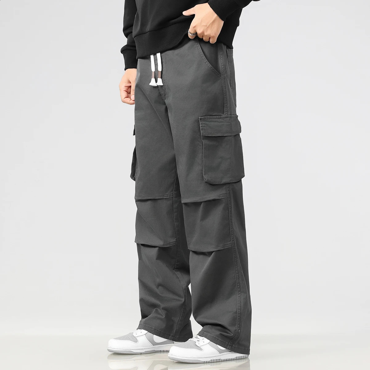 Big Tall Man Store Clothes Long Length Cargo Pants Straight Leg Cotton Trouser Male Khaki 190cm Stretch Plus Large Fat 8XL 250228